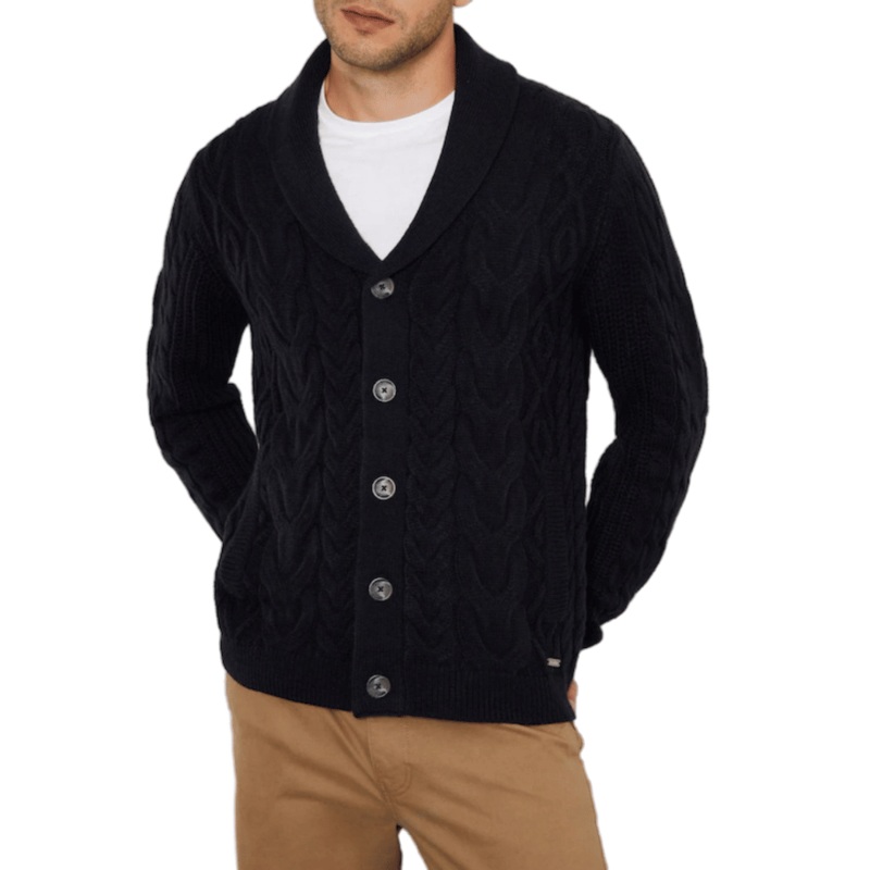 Mens Black Shawl Collar Cardigan for Autumn Style – Cardigan Men Sweater and Cable Knit Sweater price