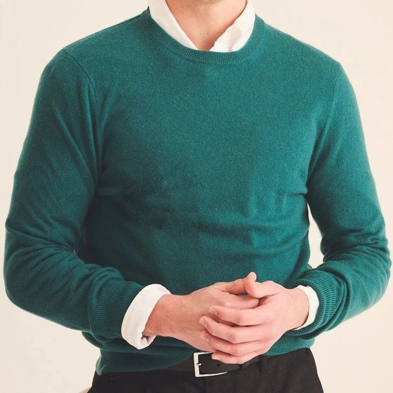 Mens Fashion Crew Neck 100% Cashmere Green Shade Pullover Jumper Sweater – Sweater and Cashmere price|M or L