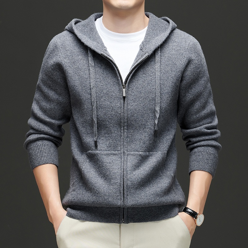 Mens Pure Wool Hooded Knit Sweater – Thermal Long Sleeve Layered Streetwear – Sweater and Pure Wool Hooded Sweater price|Shanghai, China