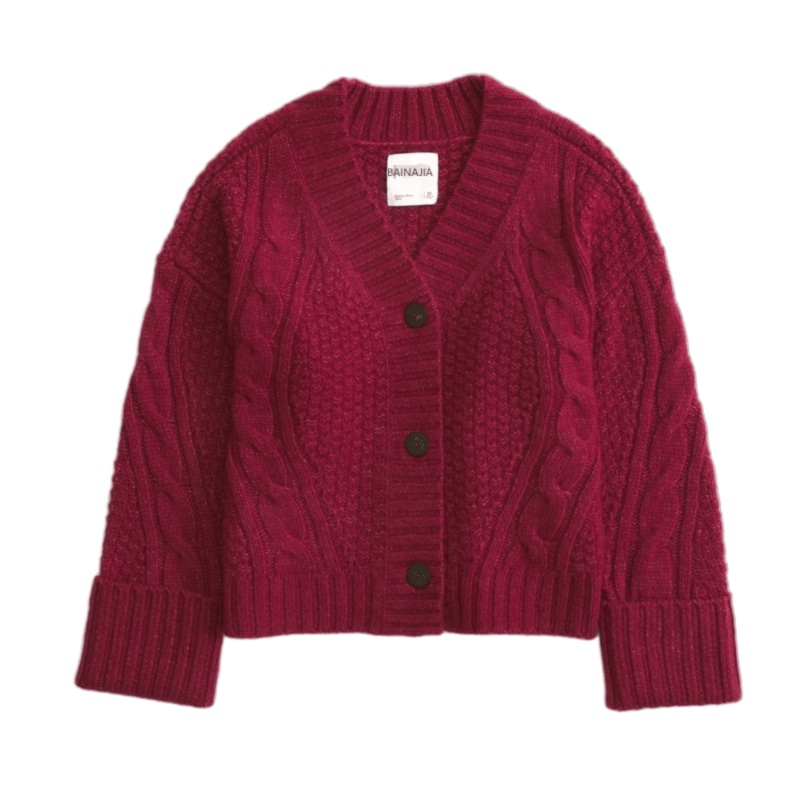 Red Seed-Stitch Cable Knit Cardigan Sweater for Women – Button Cardigan Women Sweater and Women Cardigan price