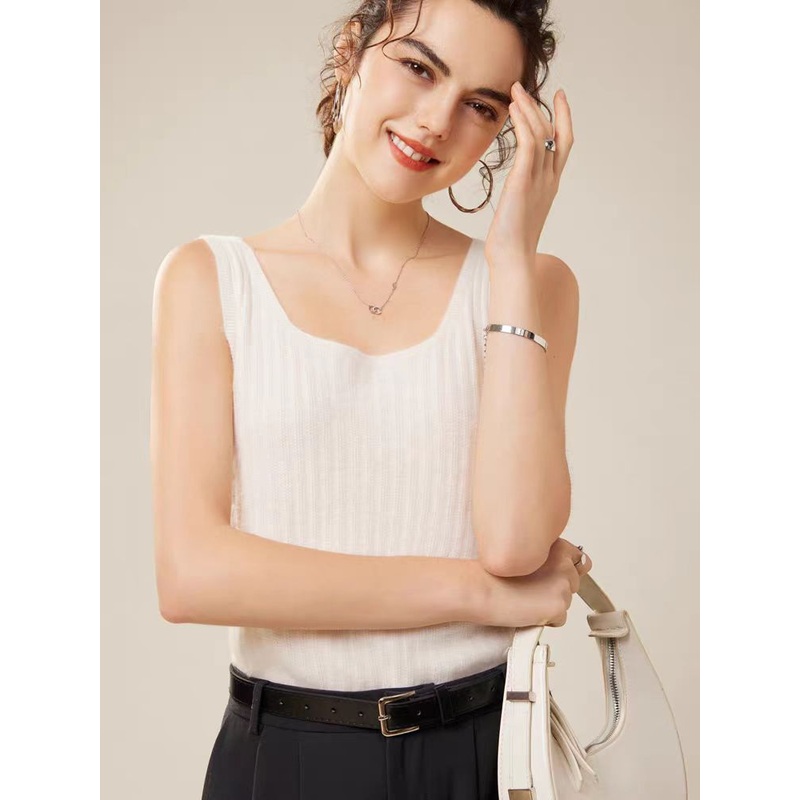 Tank Top Slim Short Casual Vest Color Solid Sleeveless Crop Knitted Wholesale O-Neck Sweater Vest – Women Sweater Vest and Turtleneck Women Sweater price
