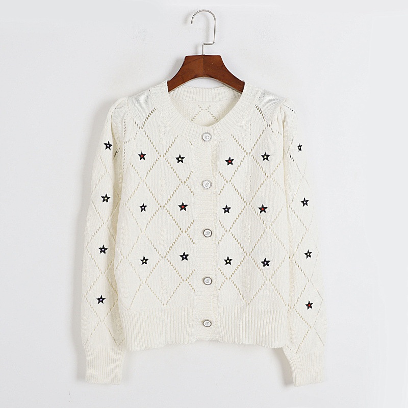 Women Hollow Star Embroidered Knitted Cardigan Sweater – Cardigan Sweater and Knitted Sweater price