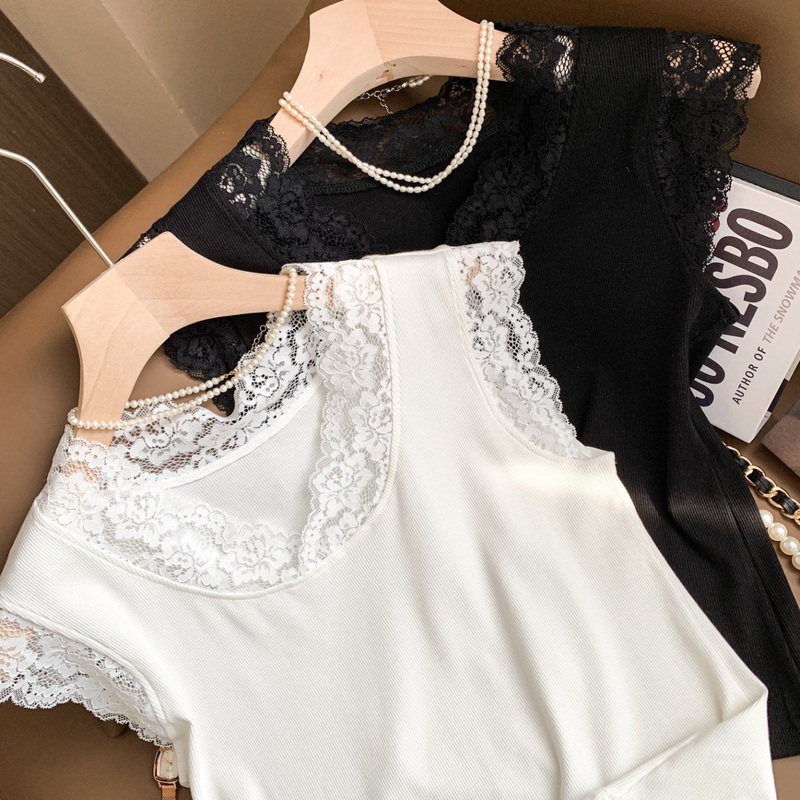Womens Delicate Lace Sleeveless Knitted Vest Slim Fit Versatile Undershirt – Knitwear and Tank Top price