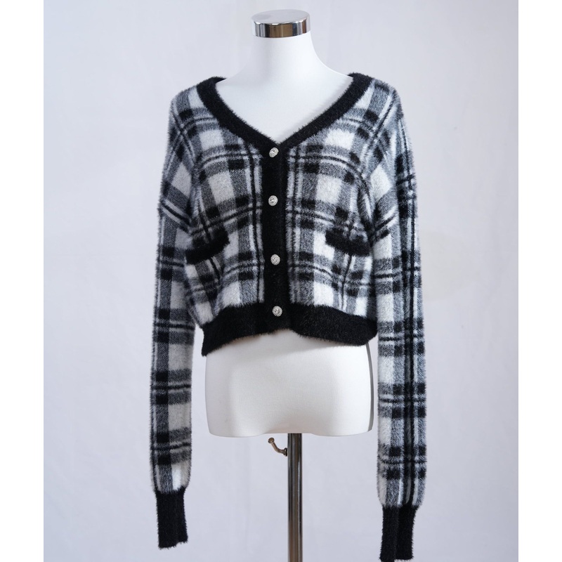 Womens Fuzzy Checkered Nylon Cropped Cardigan Sweater Open Front Top – Cardigan Sweater and Womens Sweater price