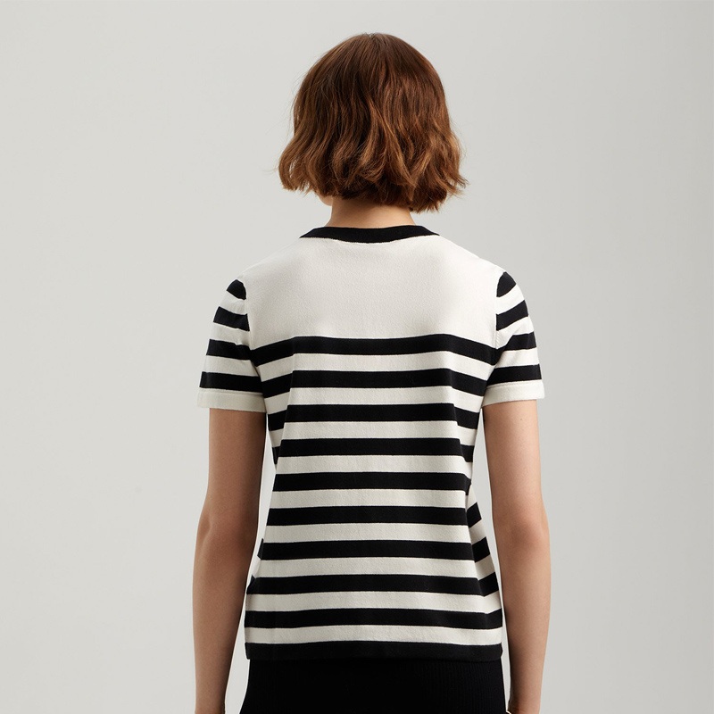 Womens Striped Knit Sweater for Summer Casual Wear, Trendy Striped Crew Neck Sweater for Summer, No MOQ – Trendy Crew Neck Sweater and Summer Casual Crew Neck Sweater price