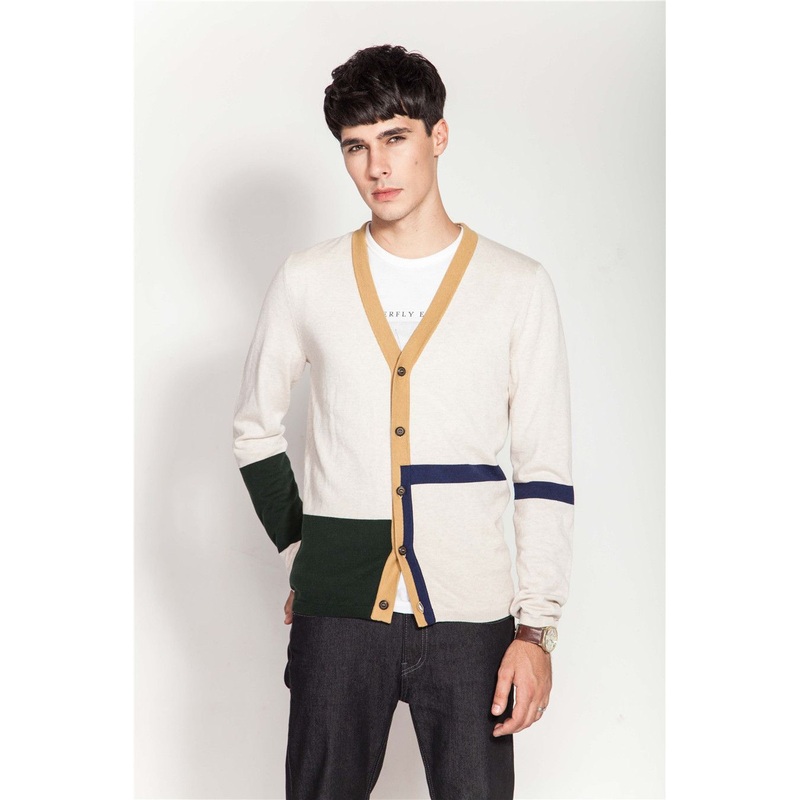 100%Cotton V-Neck Knit Color Block Men Cardigan with Button – Sweater and Cardigan price