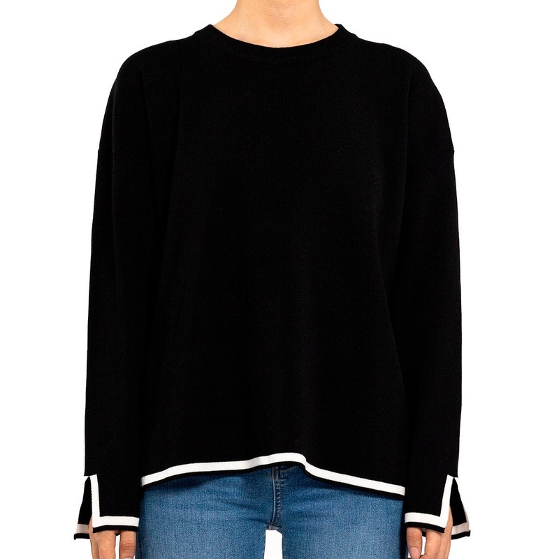 Autumn Clashing Color Split Long Sleeve Knit Loose Pullover Women Sweater – Ladies Sweaters and Sports Wear price