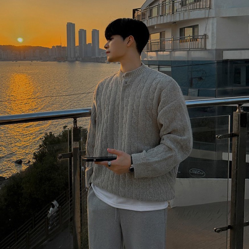 Custom Pattern Mohair Sweater Men Fuzzy Knitwear Long Sleeve Knitted Furry Coat Winter Men Mohair Cardigan Sweater – Knitted Coat Cardigan and Mens Sweater price