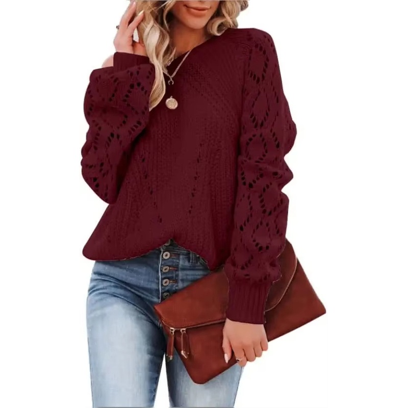 Diamond Lattice Loose Round Neck Long-Sleeve Knitted Sweater – Sweater and Womens Sweaters price