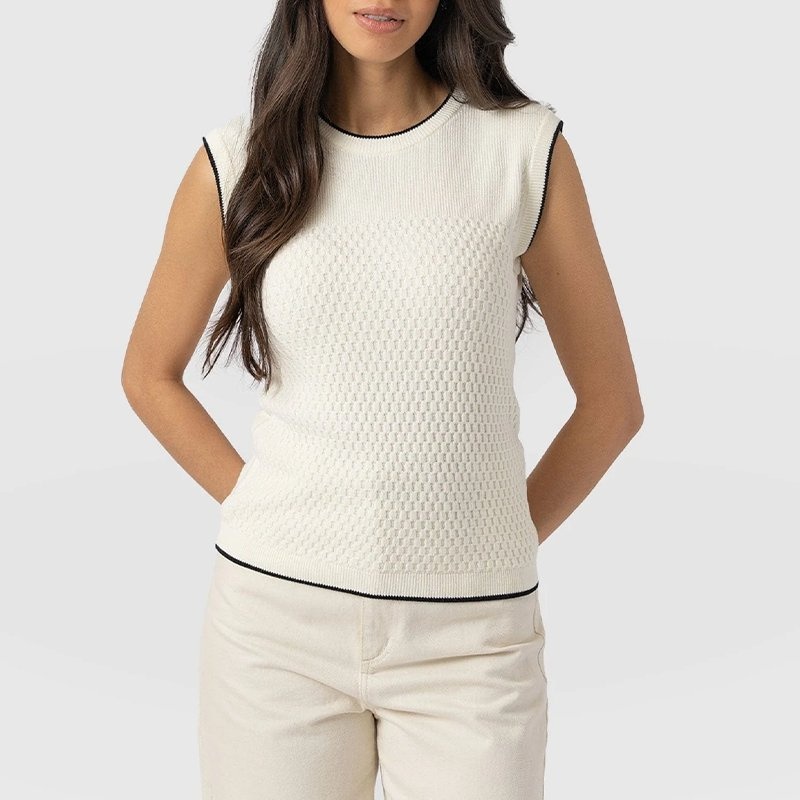 Fashion Round Neck 100%Cashmere Sweater Vest Honeycomb Sleeveless Rib Knitted Vest – Honeycomb Sleeveless Vest and Fashionable Knitted Vest price