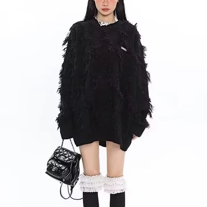 Fringed Knitting Sweater Women Y2K Street Style Knit Sweater – Sweater and Womens Sweaters price