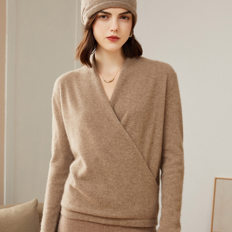 High Quality Custom Knitted Clothing Supplier Women Tops Big Size Cross Wrap Cashmere Sweater for Woman – Cross Wrap Cashmere Sweater for Woman and Women Sweater price