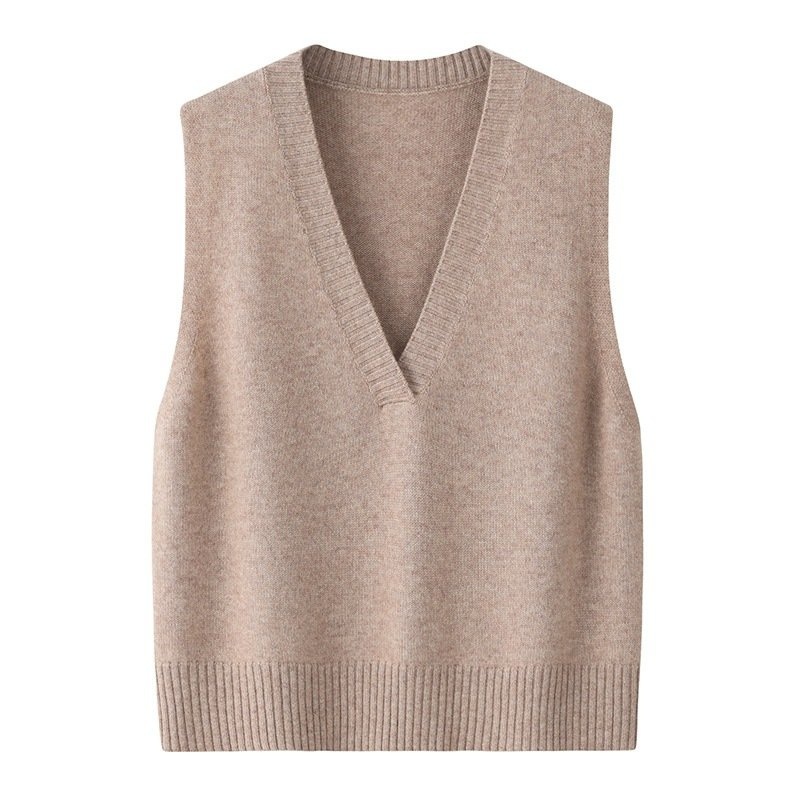 New Arrival 2025-100% Merino-Wool Knitted Ladies Fashion V-Neck Sweater Vest – Sweater and Vest price
