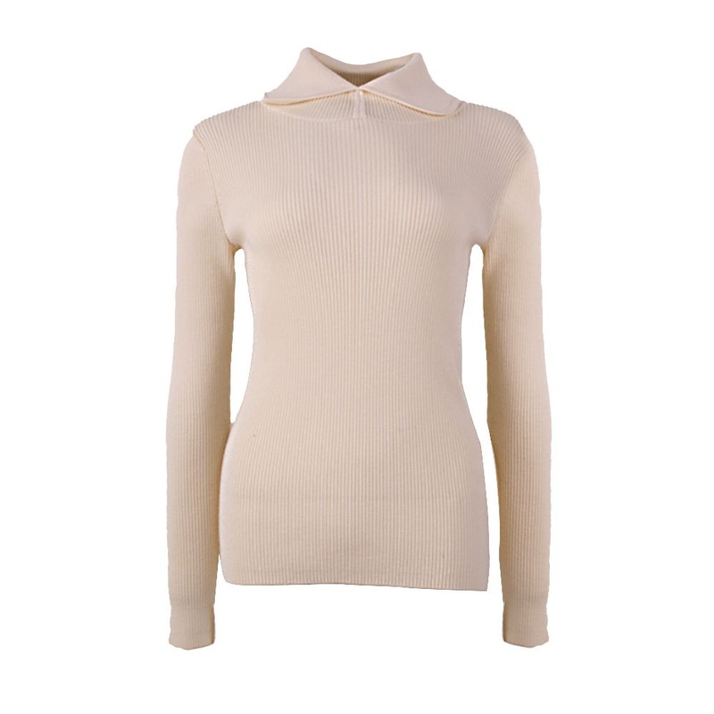 OEM Custom Women Autumn Winter Beige Long Sleeve Knitted Pullover Sweater – Women Knit Sweater and Custom Sweaters price