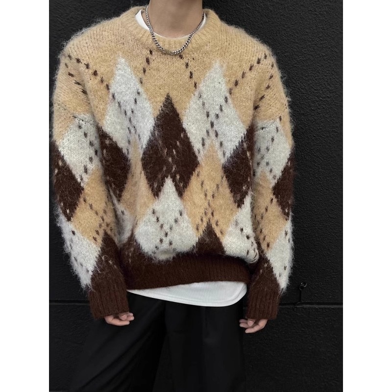 Wholesale Factory Men Intarsia Arygle Sweater Man Jacquard Pullover Sweater – Men Sweater and Man Sweater price