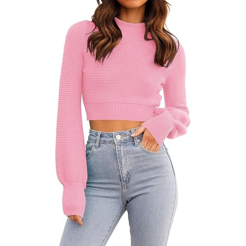 Women Ribbed Knit Pullover Short Sweater Top – Short Sweater Top and Knit Pullover Sweater price
