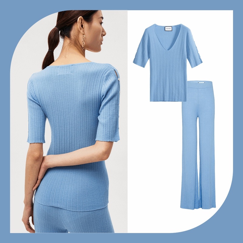 Womens Ribbed Short Sleeve Tunic Tops Ladies Split Casual Knitted Pullover Cashmere Sweater – Cashmere Sweater and Cashmere Sweaters for Woman price