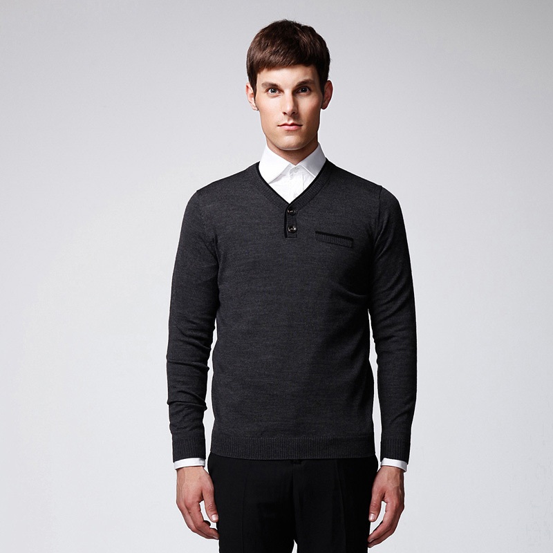Acrylic/Wool V Neck Semi Openness Pullover Sweater for Men – Sweater and Man Sweater price|withus