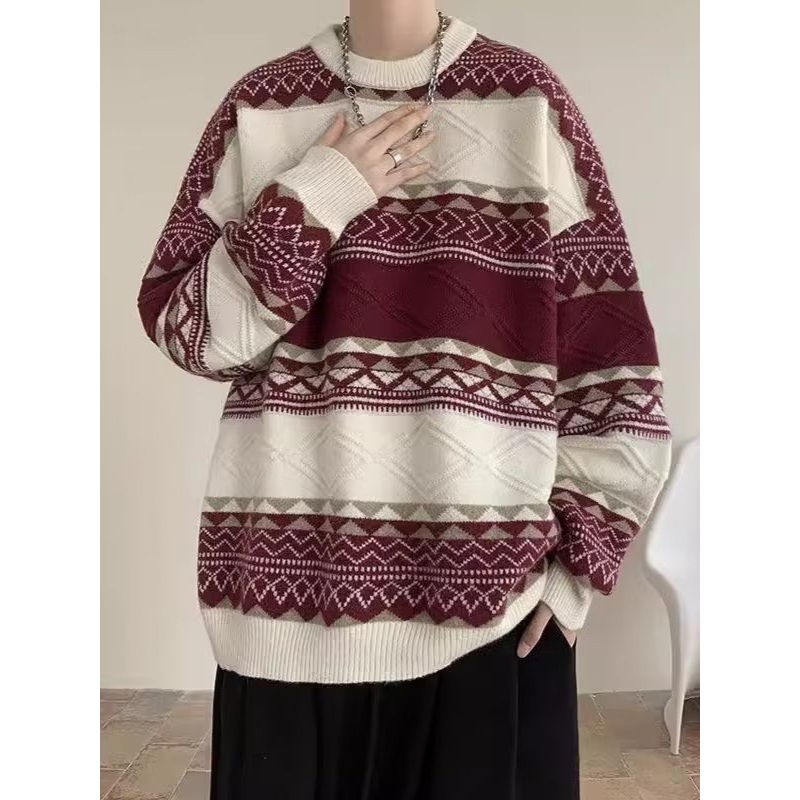 Ardi Brand Mens Crew Round Neck Sweater Men Jacquard Winter Chunky Oversized Sweaters – Knitwear Korean Sweaters and Custom Sweater price