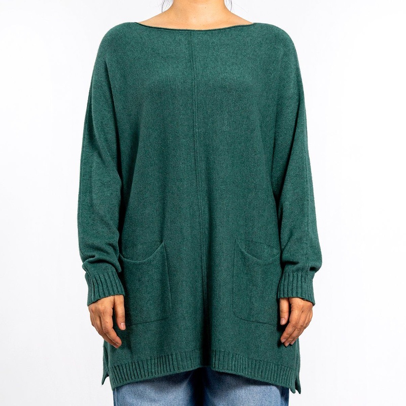 Autumn Knitting Round Collar Pocket Long Sleeve Pullover Green Long Sweaters for Women – Casual Sweater and Ladies Sweater price