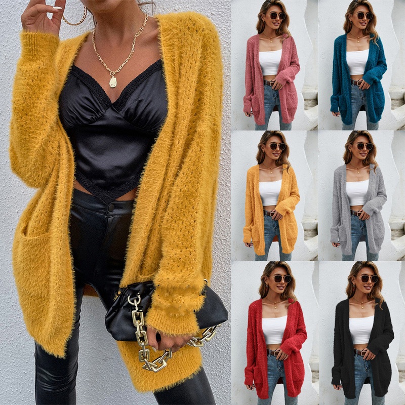 Autumn Winter Women Long Knit Loose Solid Color Sweater Cardigan – Designer Cardigan and Cardigan for Women Casual price