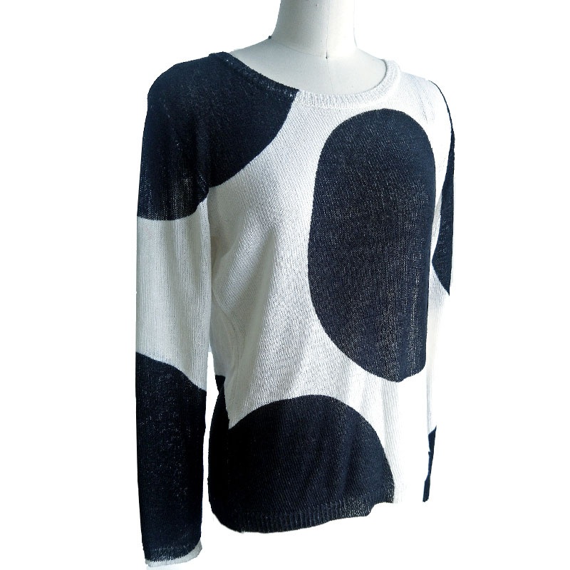 Ladies Cow Pattern Sweater Women Black and White Jacquard Pullover – Sweater and Ladies Sweater price