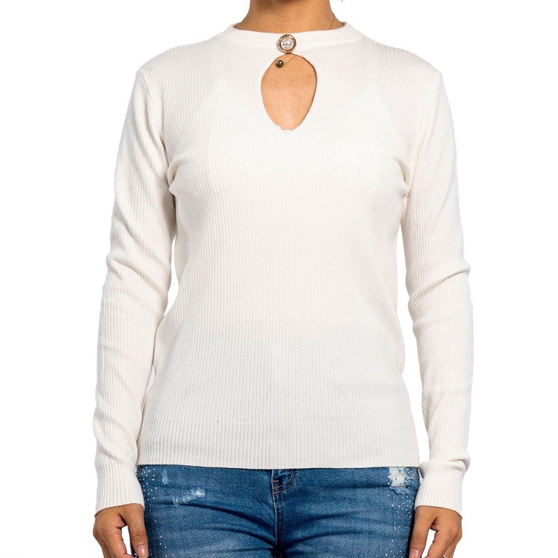 Spring Round Neck Leakage Soft Pullover Knitwear White Sweaters Women Tops – Womens Sweatshirt and Knit Top price