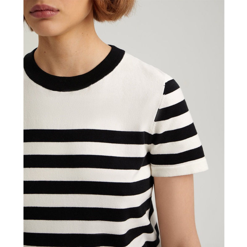 Summer Womens Short-Sleeve Sweater Striped Crew Neck Knit Top  Casual & Stylish, Lightweight Womens Striped Sweater Top, Knit Striped Tee, No MOQ – Casual Sweater Tee and Striped Sweater Tee price