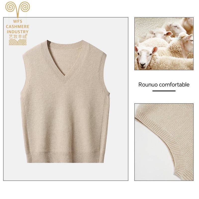 V-Neck Knitted Vest Women S Sweater New Korean Loose Wild Sweater Vest Sleeveless Sweater – Sweater and 100% Cashmere price