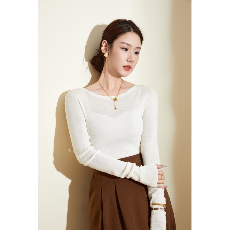 Womens 100% Superfine Merino Wool Slim-Fit Seamless Pullover Sweater – Wool Sweater and Womens Sweater price