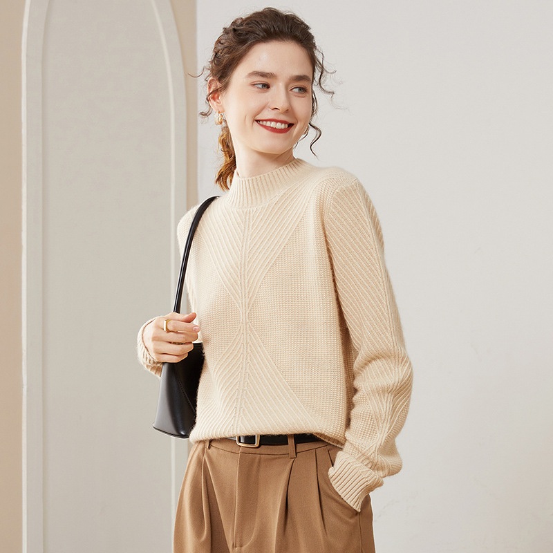 Womens Autumn and Winter Solid Colour Loose Cashmere Thickened Knitted Sweater – Everyday Clothing and Ladys Garments price