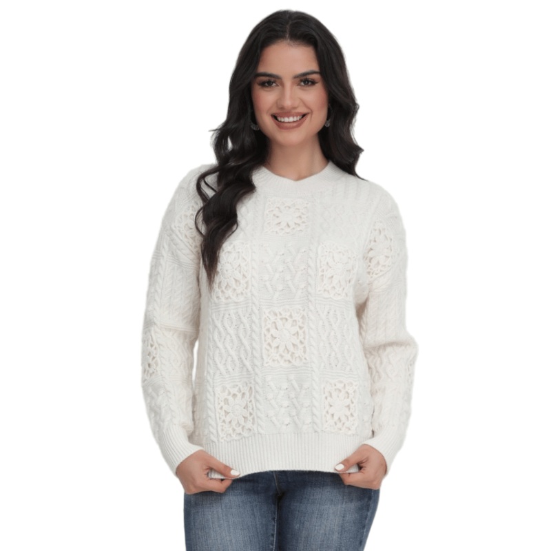 Womens Cozy Beige Pullover Sweater with Unique Crotch Patch – Crochet Apparel and Beige Pullover Sweater price