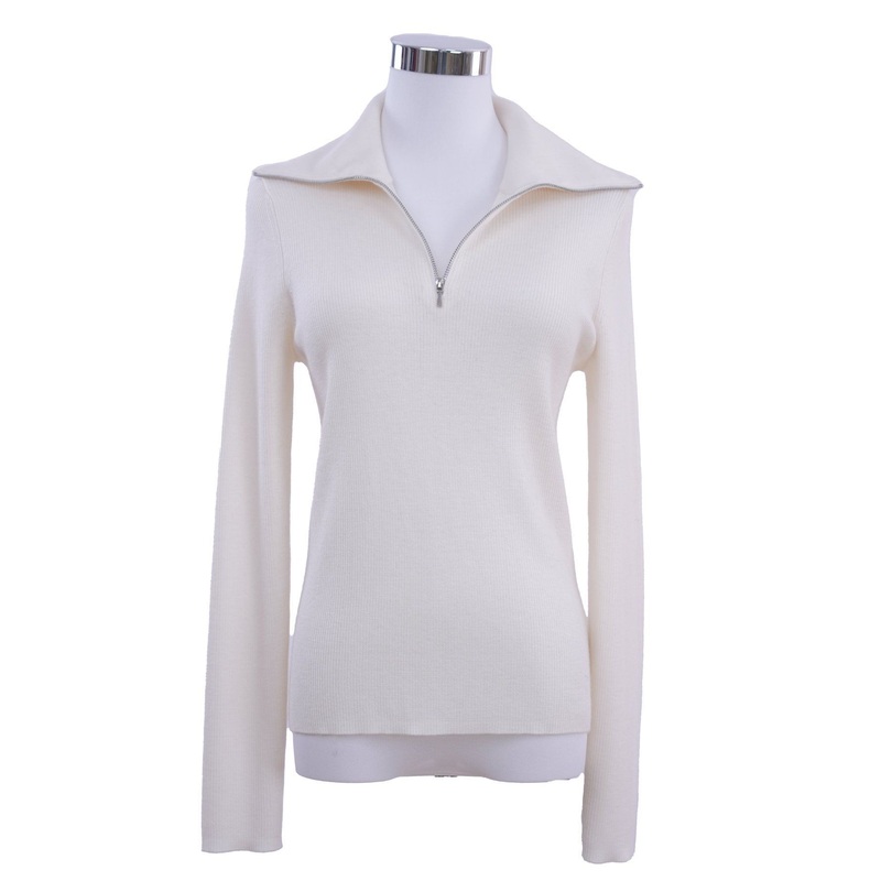 Womens Lightweight White Pure Wool Whiter Sweater – Polo Mock Neck – Pullover Sweater and Womens Sweater price