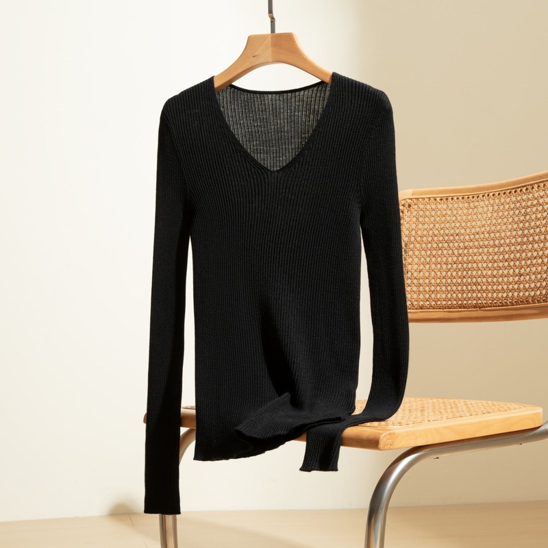 Womens Solid Color V-Neck Lightweight Merino Wool Thin Sweater – Wool Sweater and Womens Sweater price