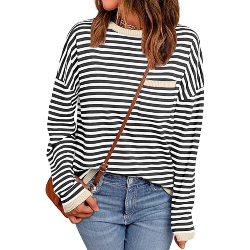 Womens Striped Soft Knit Pullover Sweater – Knit Pullover Sweater and Womens Striped Sweater price