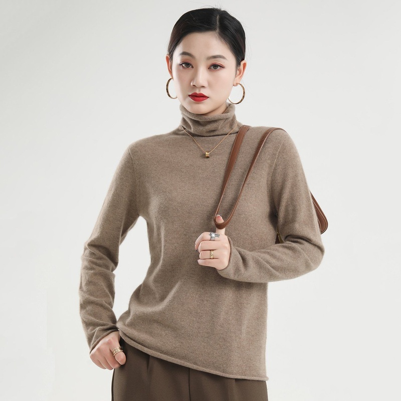 100% Fine Cashmere Natural Rolled Edge Turtleneck Pullover Jumper – Sweater and Cashmere price