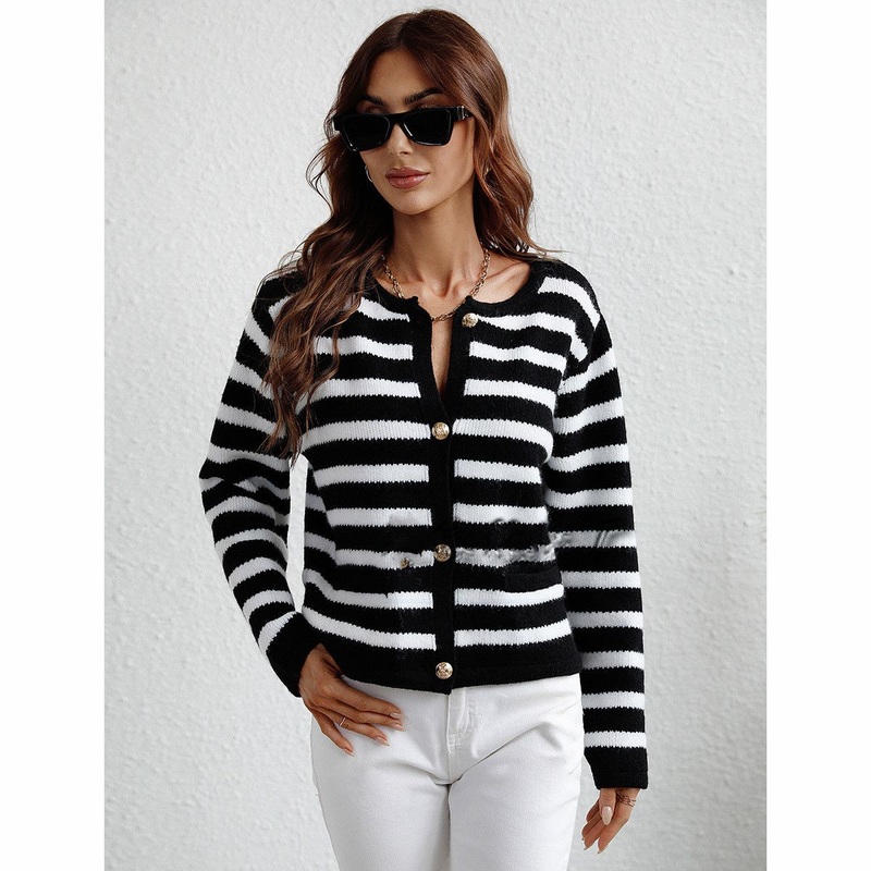 Designer Autumn Winter Women Striped Loose Knitted Sweater Coat Cardigan – Cardigan Sweater Coat and Ladies Cardigan price
