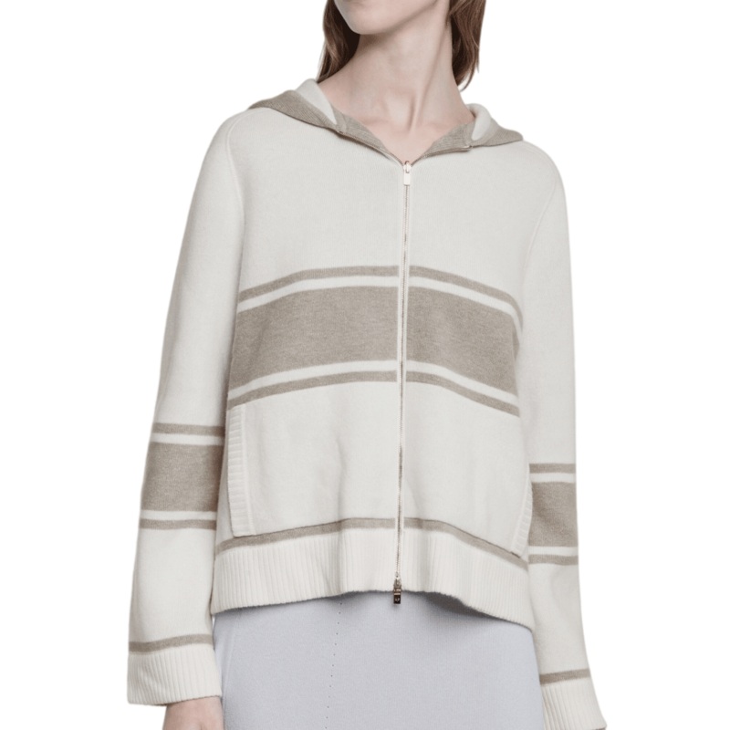 Elegant Stripe Pattern Knit Sweater Hoodie for Women – Knitted Sweater Hoodies and Zip Women Sweater Hoodie price