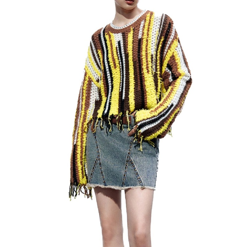Fashion Colorful Stripe Pullover Sweater for Women – Women Sweater and Stripe Women Sweater price