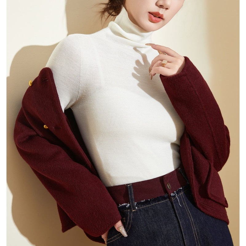 Form-Fitting 100% Wool High-Neck Thermal Undershirt Sweater for Women – Wool Sweater and Womens Sweater price