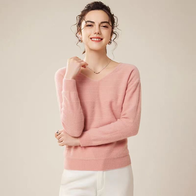 Korean Style Spring Autumn V-Neck Casual Knitted Pullover Sweater for Women – Women Sweater and Turtleneck Women Sweater price