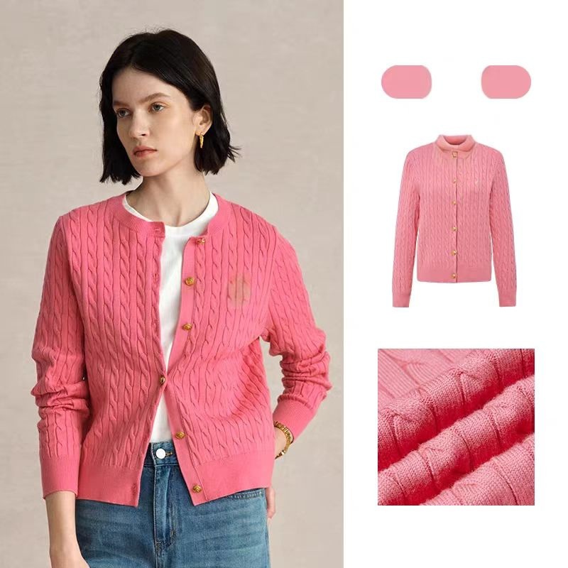 Ladies Pink Cable and Embroidery Knitted Cardigan – Women Cable Cardigan Sweater and Crew Neck Cardigan Sweater price