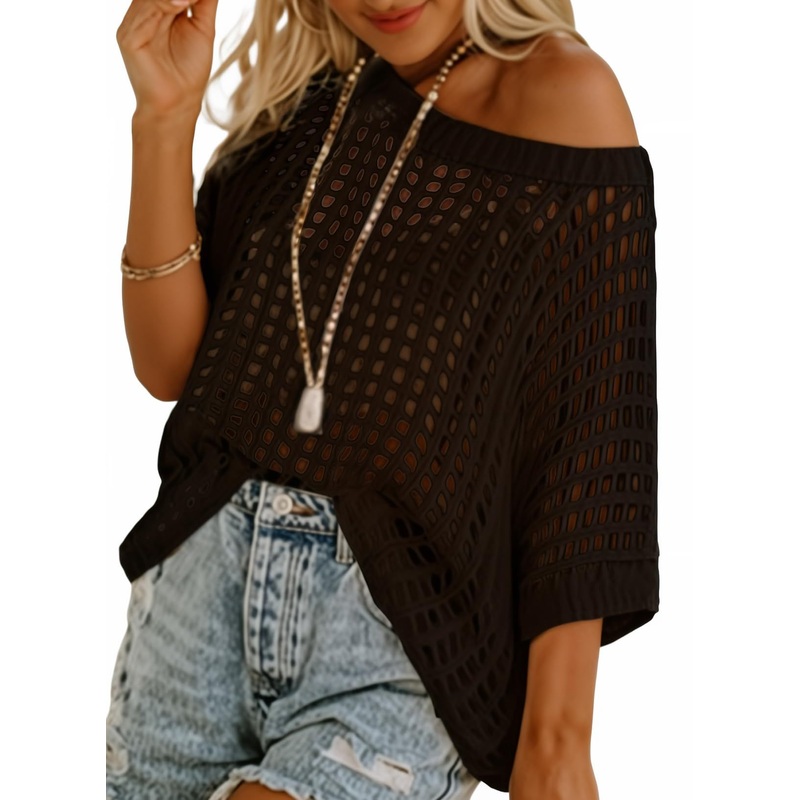 New Style Neck Short Sleeve Sweater Casual Crochet Womens Sweaters – Sweater and Womens Sweaters price