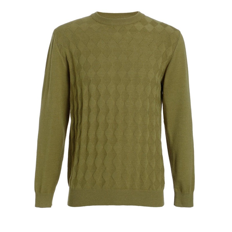 Stand Neck Argyle Ribbed Cuff Pullover Green Basic Sweater Jumper for Men – Yarn Dye Sweater and Pullover Sweater price