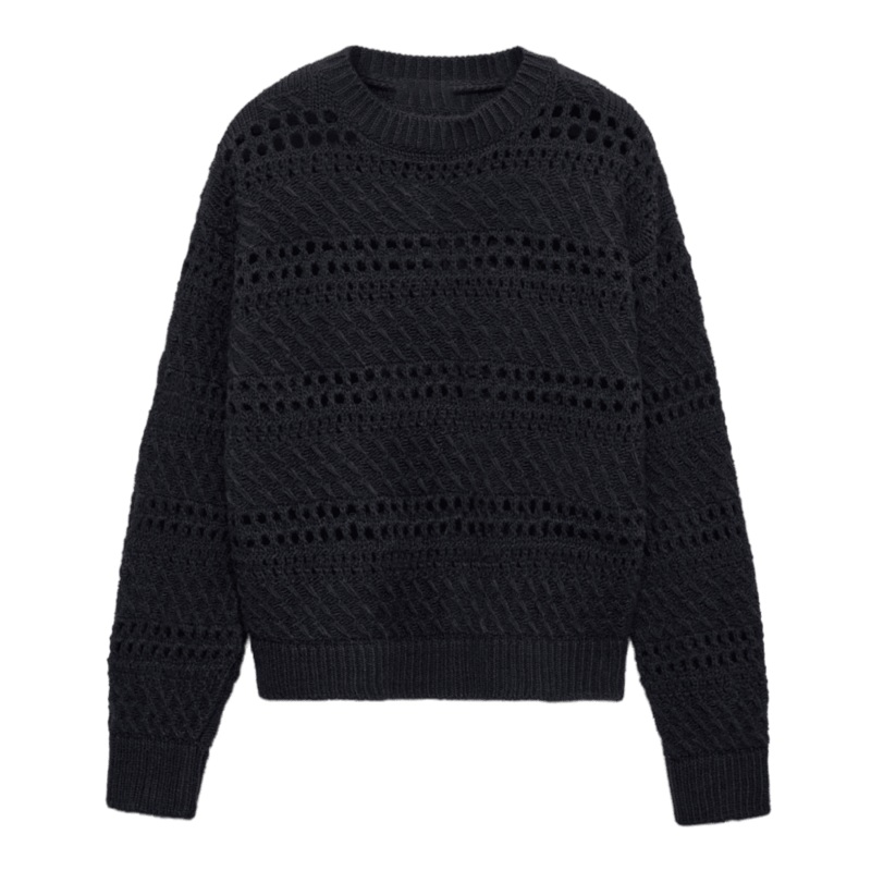 Stylish Black Openwork Crochet Knit Pullover Sweater for Women – Women Sweater and Crochet Knit Sweater price