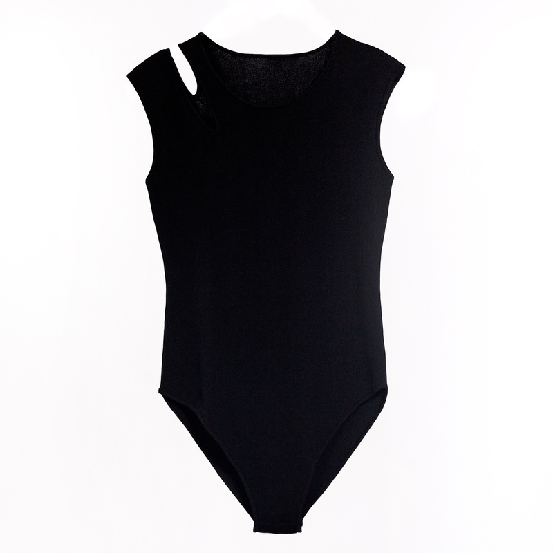 Womens Fashion Sexy Round Neck Skeleton Sleeveless Black Knit Bodysuit – Black Tank Top and Women Bodysuit price