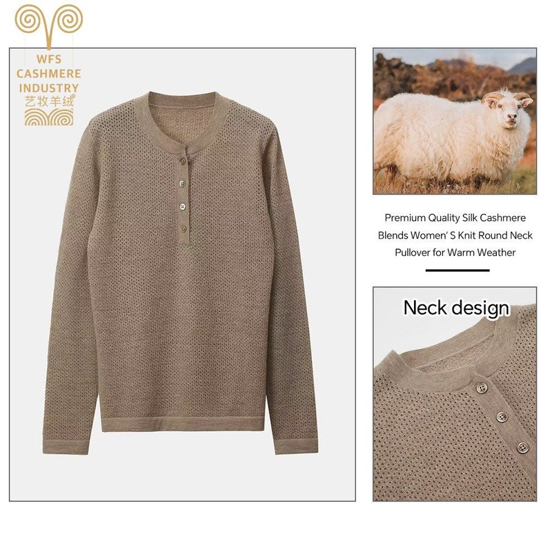 85%Silk15%Cashmere Crew Neck Knitted Pullover Cashmere Womens Sweater – Silk Blends Cashmere and Natural Yarns price