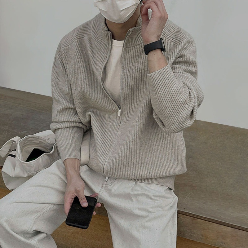 Autumn Winter New Product Retro Couple Casual Fashion Knitted Knit Sweater High Collar Cardigan for Men – High Collar Cardigan and Mens Sweater price