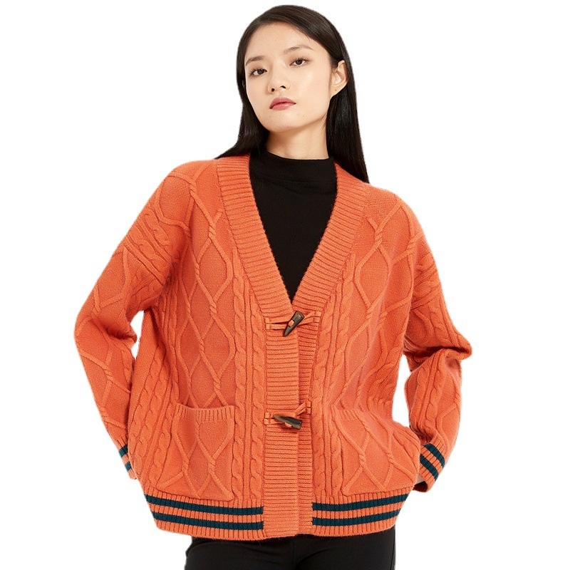Button Retro Loose Winter V-Neck Women Knitted Coat Sweater Cardigan – Cotton Cardigan and Long Sleeve Sweater price