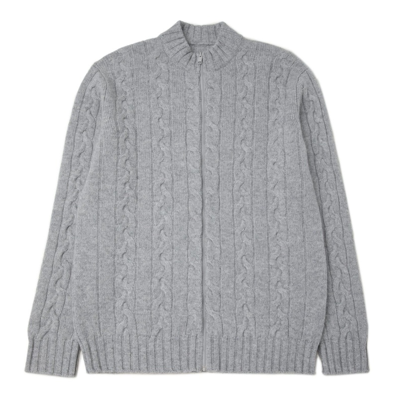 Casual Pure 100% Cashmere Sweater Knitting Cable Stitch Knitwear Men Stand Collar Full Zipper Cardigan – Knitwear and Cashmere Sweater price